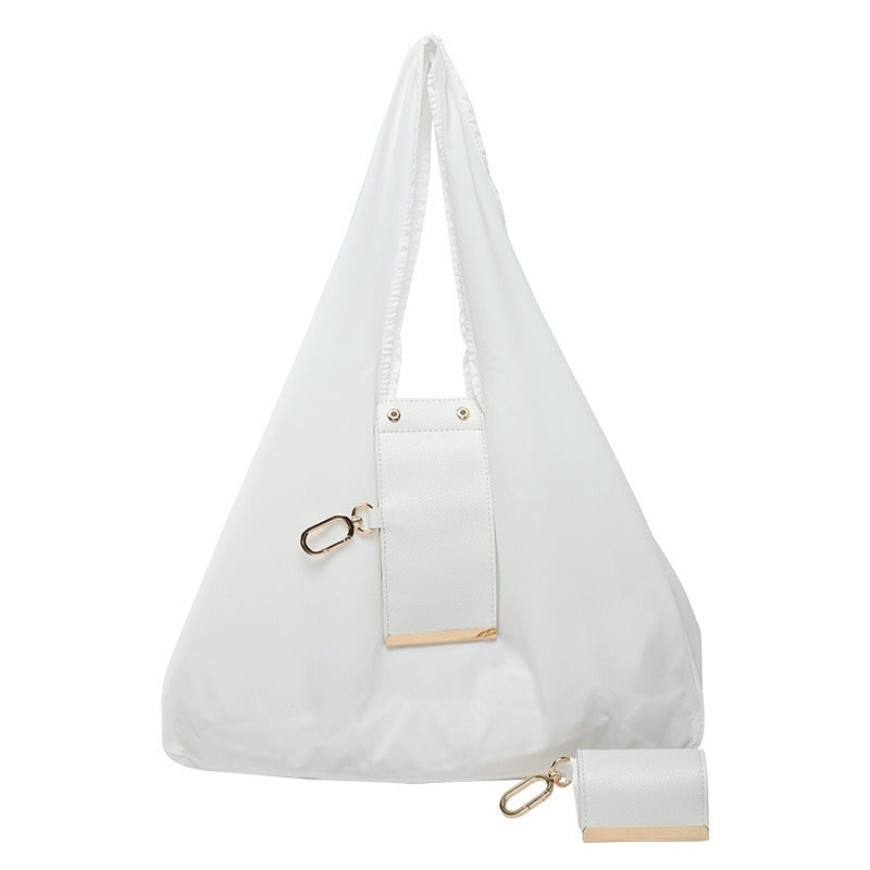 Women's Lightweight Nylon Shoulder Handbag with Key-ring