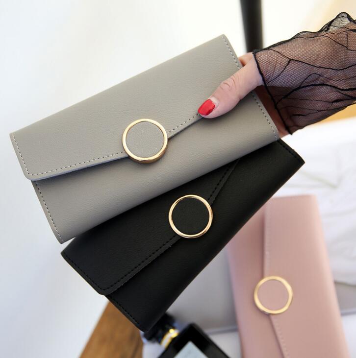 Women's Wallet with Stylish Round Buckle