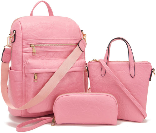 Backpack Purse for Women, Convertible Travel Purse Set with Wallet and Crossbody Bag