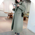 Slim Mid-Length Thick Woolen Trench Coat for Women