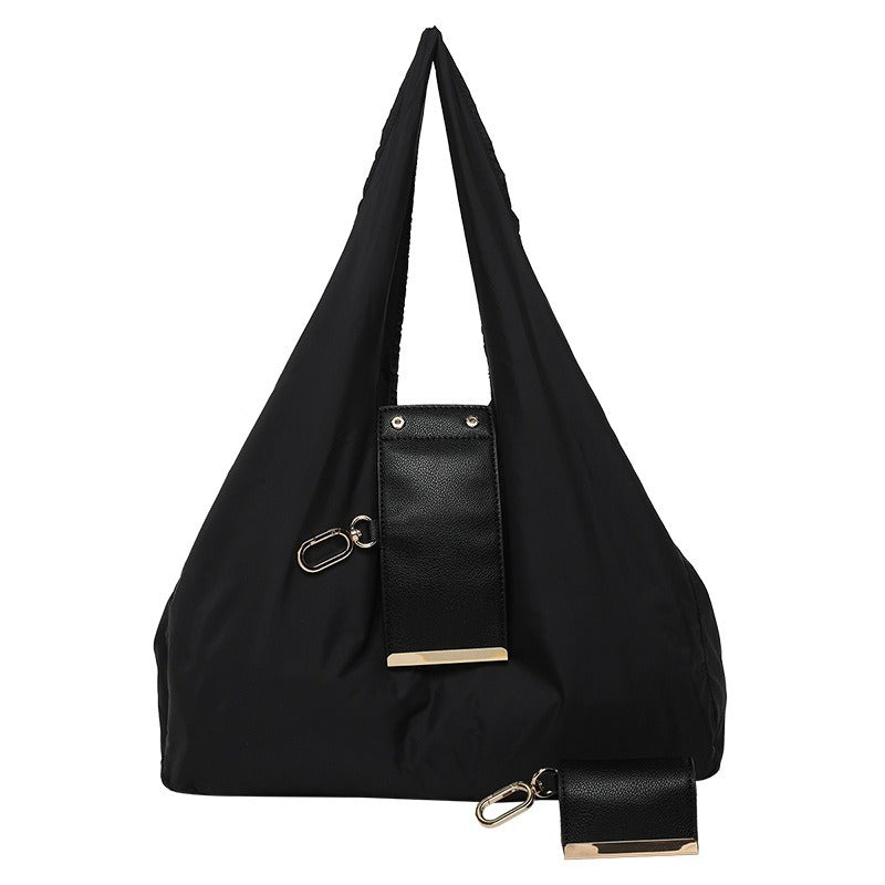 Women's Lightweight Nylon Shoulder Handbag with Key-ring