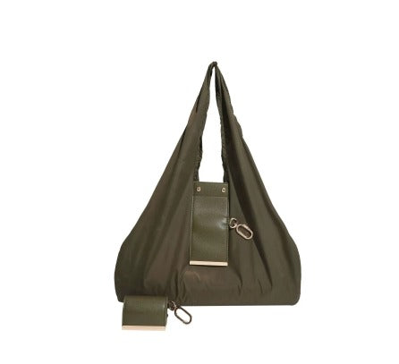 Women's Lightweight Nylon Shoulder Handbag with Key-ring