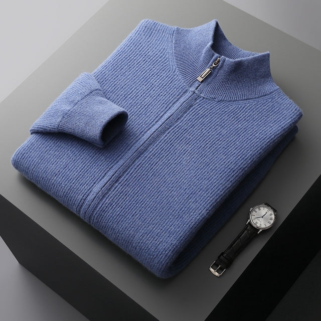 Men's Versatile Thick Wool Zippered Cardigan