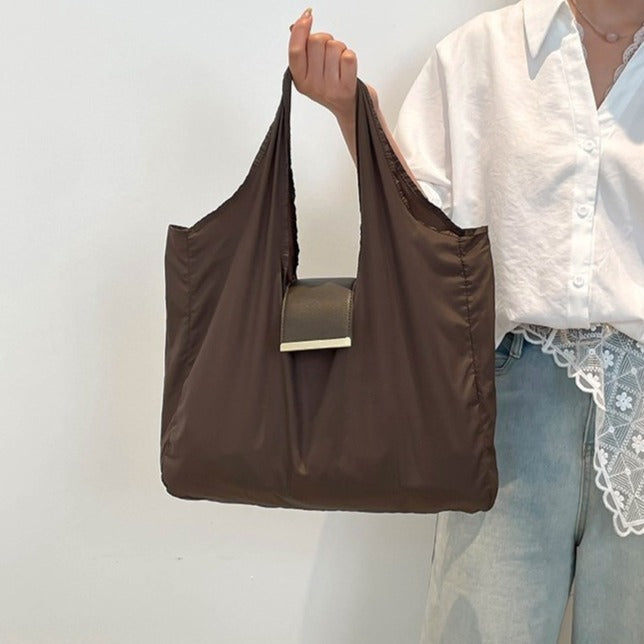 Women's Lightweight Nylon Shoulder Handbag with Key-ring