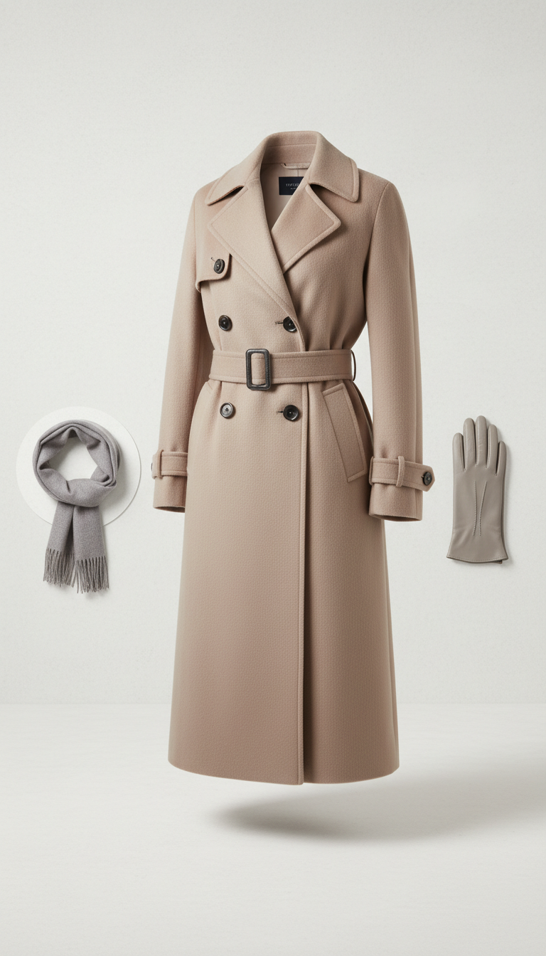 Cashmere belted trench coat