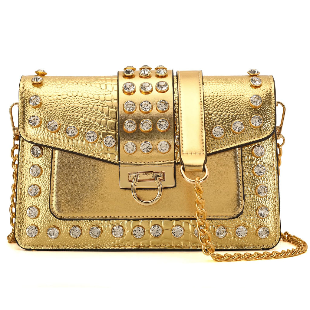 Ladies Leather Evening Bag, Vintage Crocodile Print Satchel Handbag for Women