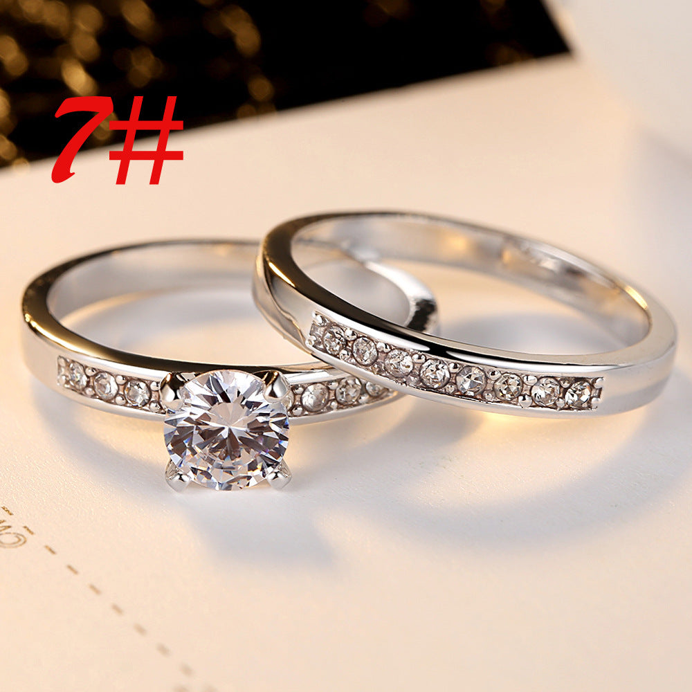 Fashionable Four-Prong Zircon Ring Set (Jewelry)