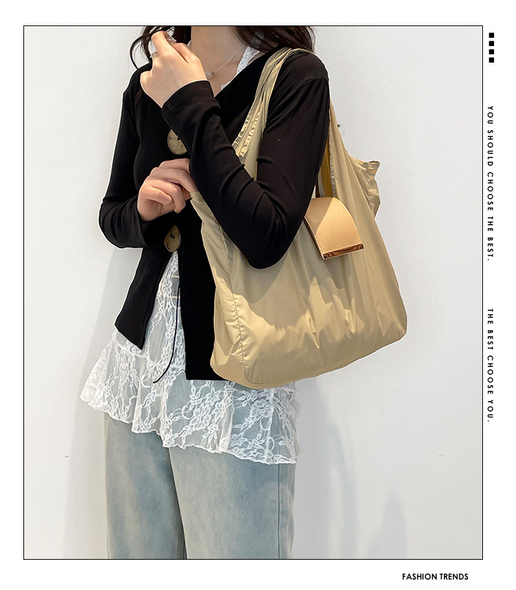 Women's Lightweight Nylon Shoulder Handbag with Key-ring