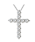 Silver Cross CZ Crystal Pendant Necklace for Women