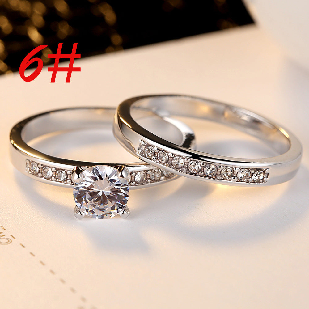 Fashionable Four-Prong Zircon Ring Set (Jewelry)