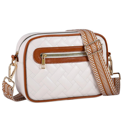 Crossbody Bag for Women with Wide Strap, Small Purse, Handbag, Vegan Leather Shoulder Bag, Quilted Sling Bag