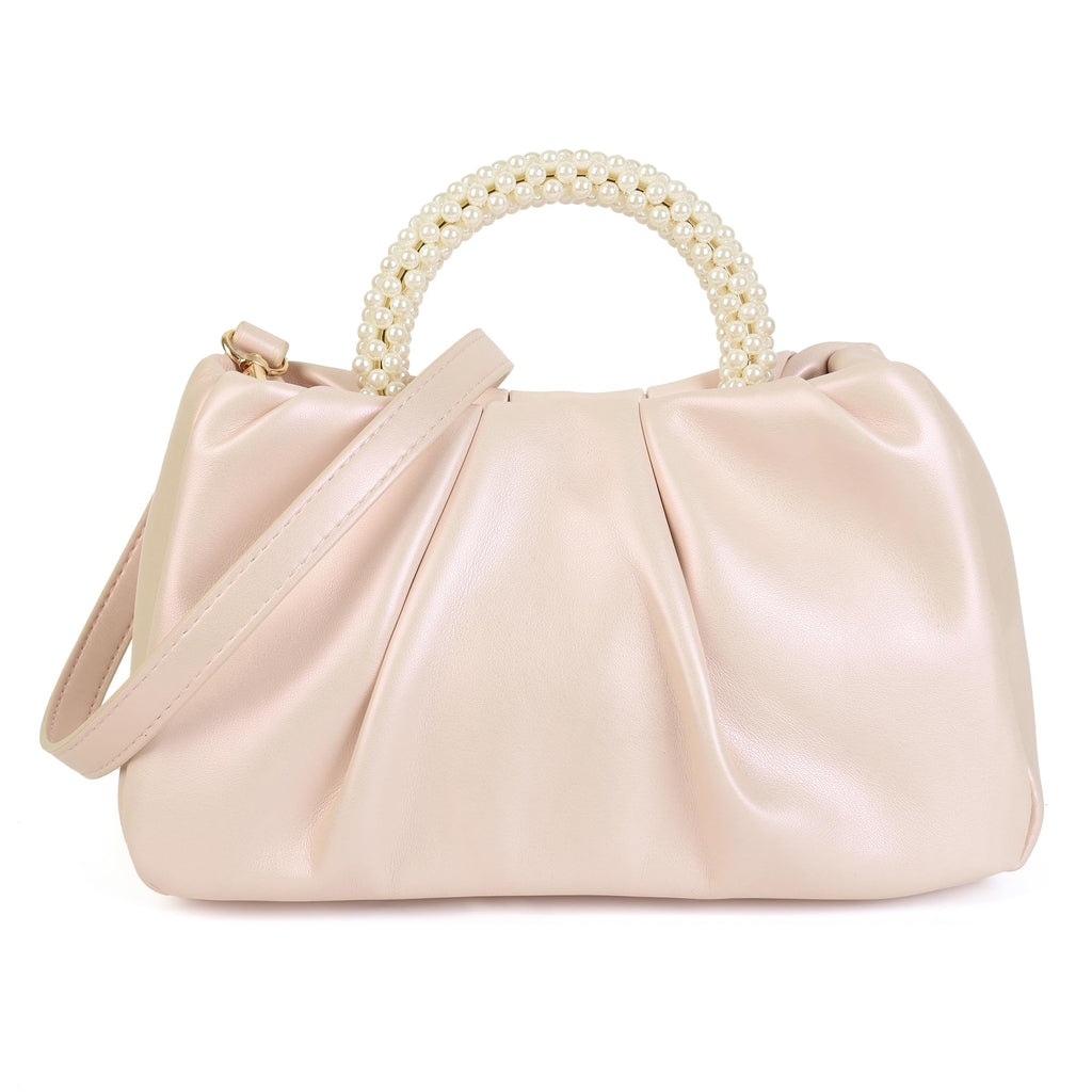 Evening Clutch Pearl Purse for Women, Ladies Soft Leather Cloud Crossbody Bag, Shoulder Bag for Party/Wedding/Cocktail/Prom/Club