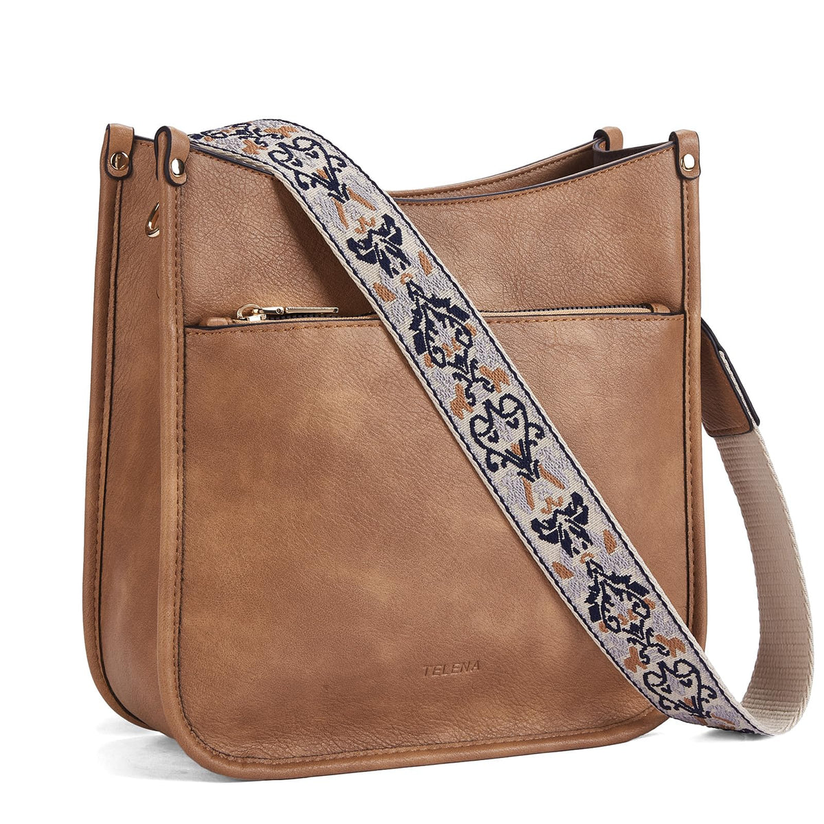 Vegan Leather Bucket Bag for Women, Boho Guitar Strap Crossbody Bag