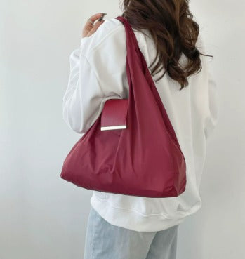 Women's Lightweight Nylon Shoulder Handbag with Key-ring