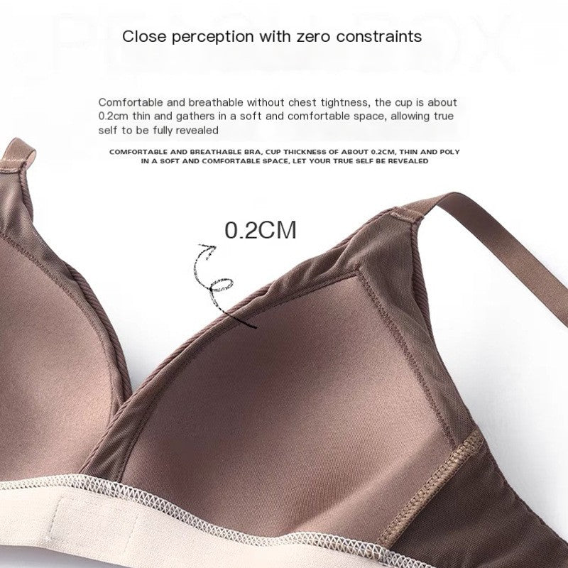 French Style Women's Thin Bra with Deep V Triangle Cups