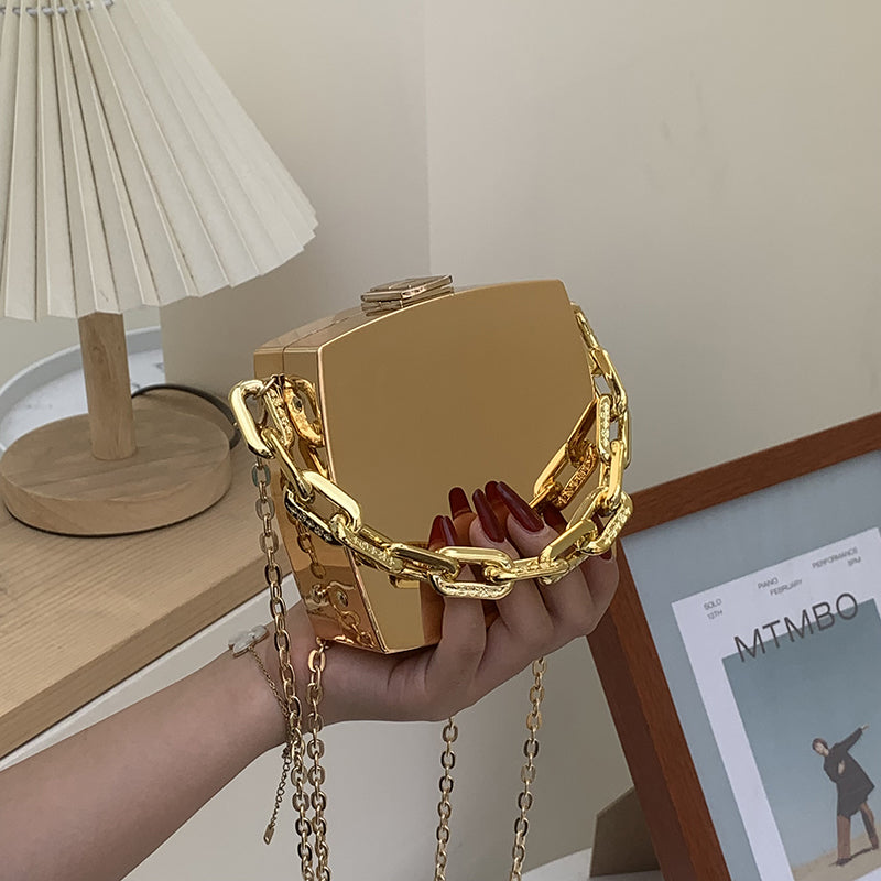 Ladies Evening Clutch, Metallic Mini Purse and Handbag for Evening Event