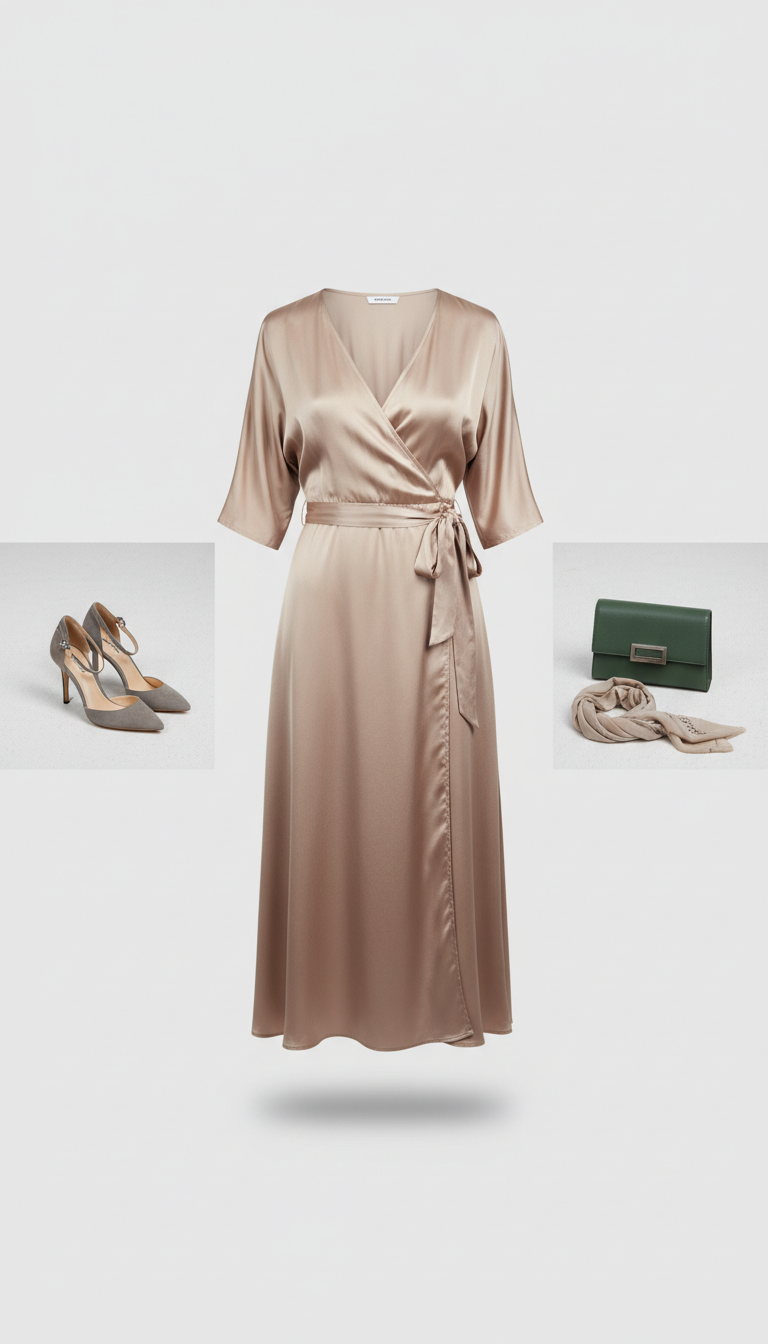 Silk wrap midi dress