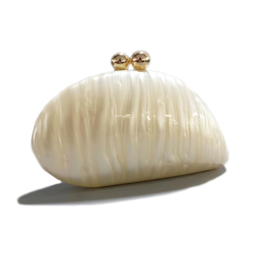 Luxury Marble Clutch Evening Purse for Women, Shell Shaped Bag, Glitter Handbag for Wedding, Cocktail Party, Prom