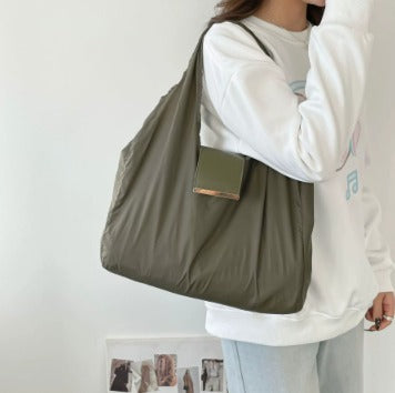 Women's Lightweight Nylon Shoulder Handbag with Key-ring