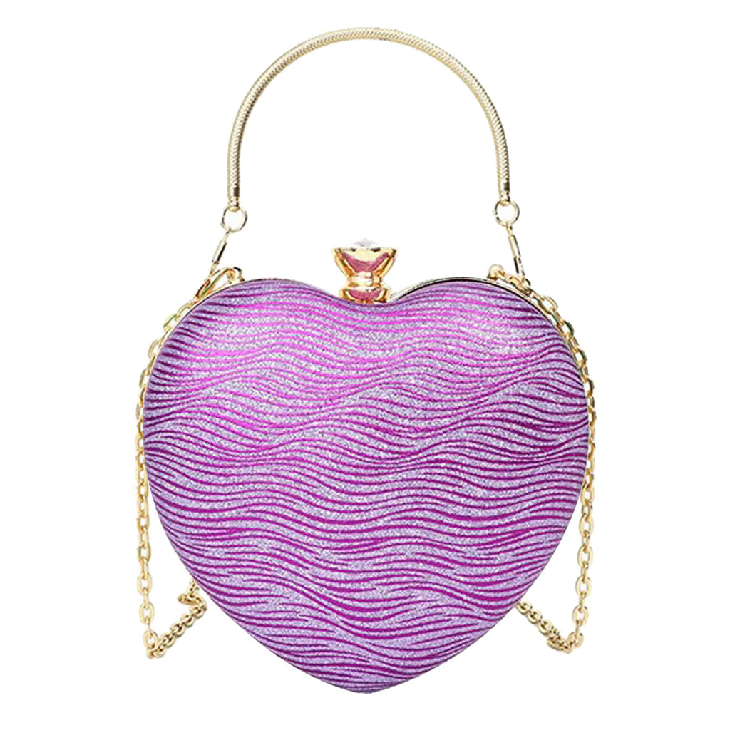 Ladies Evening Bag, Heart Shaped Clutch Purse for Women, Handbag for Wedding, Cocktail Party