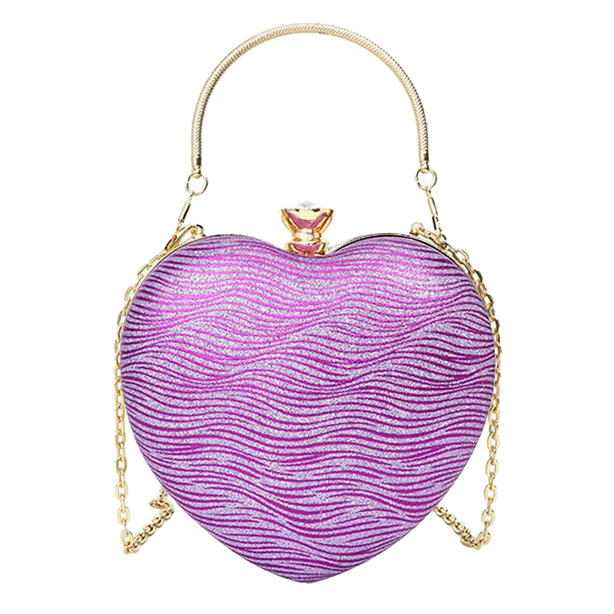 Ladies Evening Bag, Heart Shaped Clutch Purse for Women, Handbag for Wedding, Cocktail Party