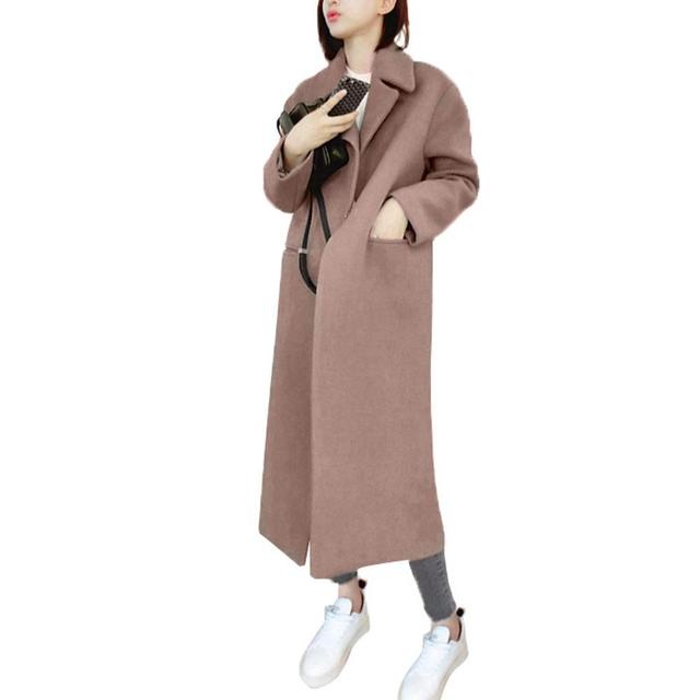 Slim Mid-Length Thick Woolen Trench Coat for Women
