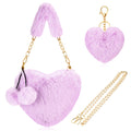 Heart Shaped Purse for Valentine's Day, Fluffy Faux Fur Shoulder Bag, Crossbody Handbag for Women