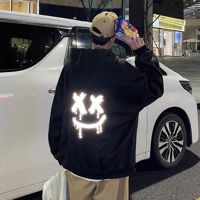 Fluorescent Printed Men's Hip-Hop Casual Sweater