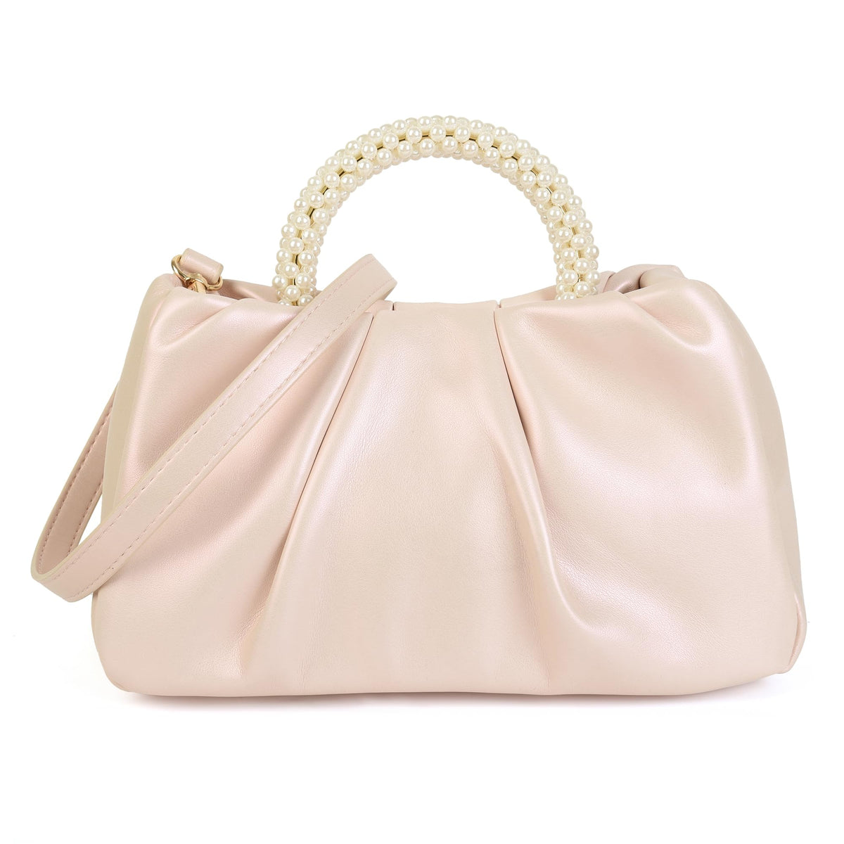 Evening Clutch Pearl Purse for Women, Ladies Soft Leather Cloud Crossbody Bag, Shoulder Bag for Party/Wedding/Cocktail/Prom/Club