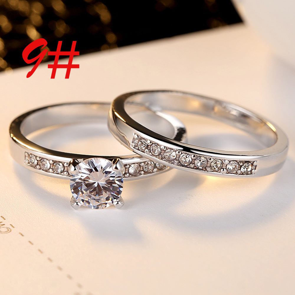 Fashionable Four-Prong Zircon Ring Set (Jewelry)