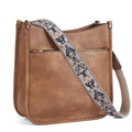 Vegan Leather Bucket Bag for Women, Boho Guitar Strap Crossbody Bag