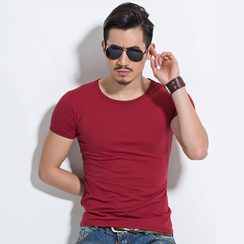 Summer Short Sleeve T-Shirt, Crew Neck Slim Fit Top