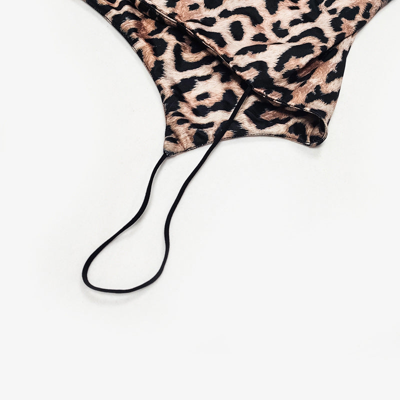2019 Women's Leopard Print Maxi Dress with Spaghetti Straps