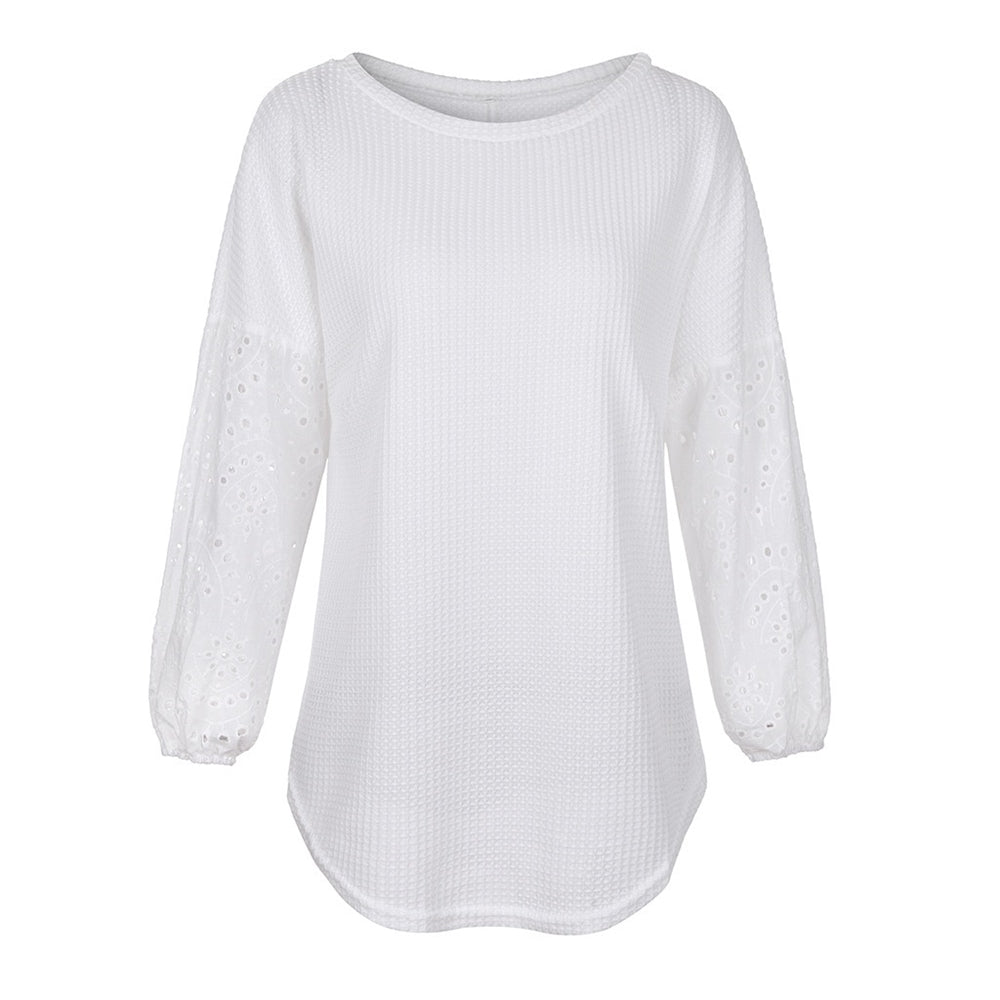 LMQ 2020 Fall Winter Women's Hollow Embroidered Top