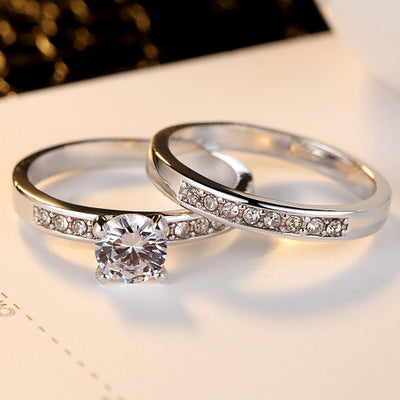 Fashionable Four-Prong Zircon Ring Set (Jewelry)