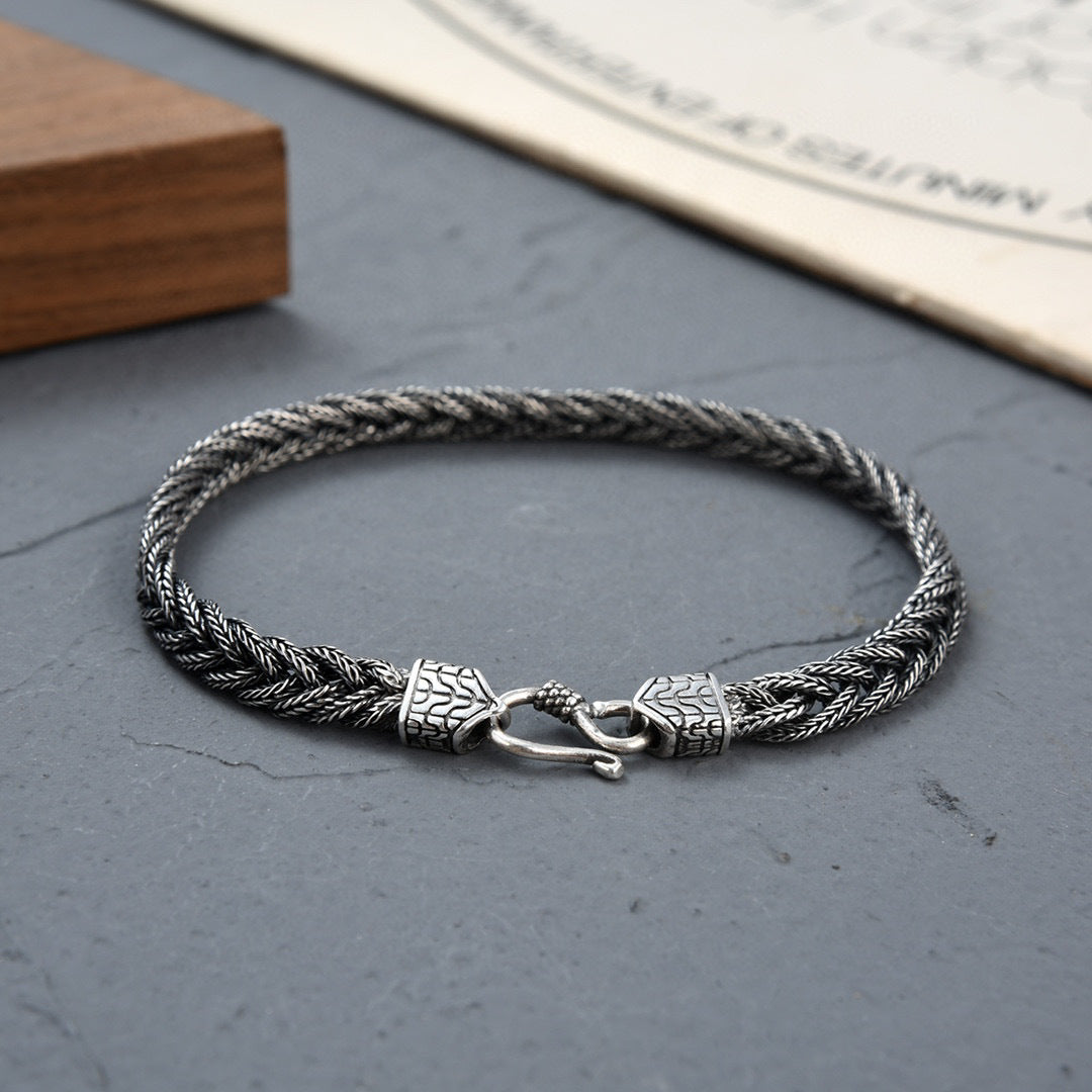 Handmade Sterling Silver Fox Tail Woven Bracelet