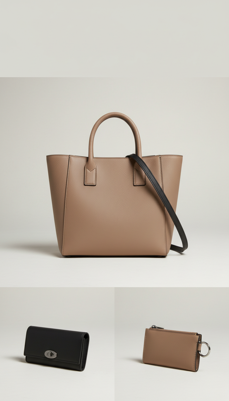 Structured leather tote bag