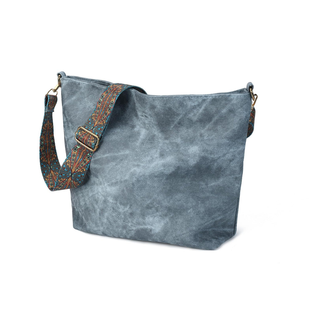 Women's Crossbody Bag, Hobo Purse, Small Vegan Leather Crossbody Purse, Trendy Shoulder Tote Bag with Adjustable Guitar Strap
