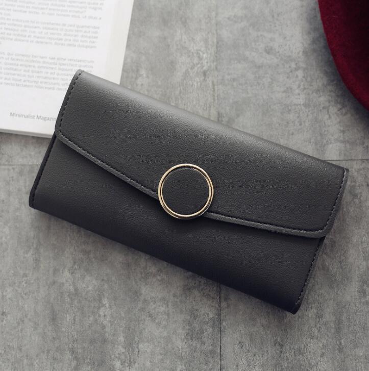 Women's Wallet with Stylish Round Buckle