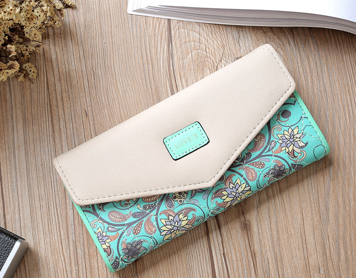 Women's Leather Envelope Clutch Wallet, Long Card Holder