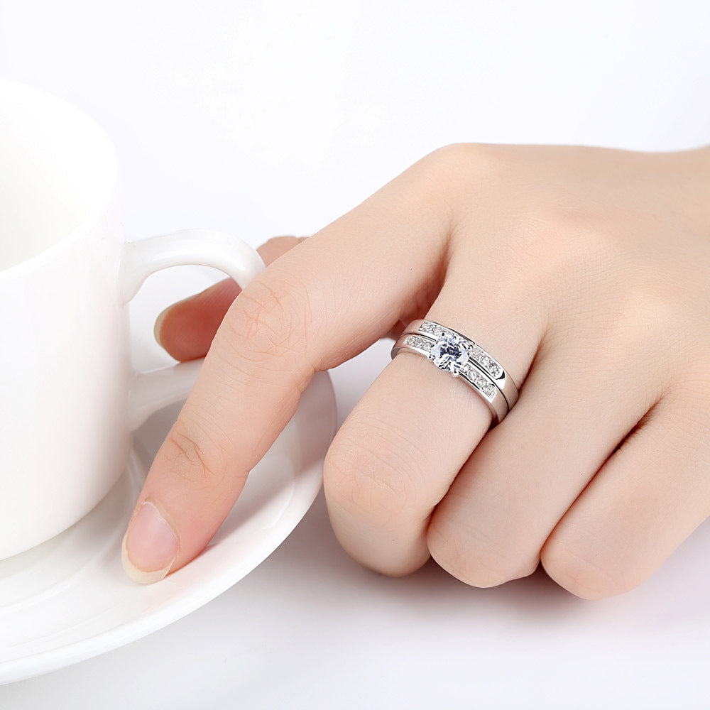 Fashionable Four-Prong Zircon Ring Set (Jewelry)