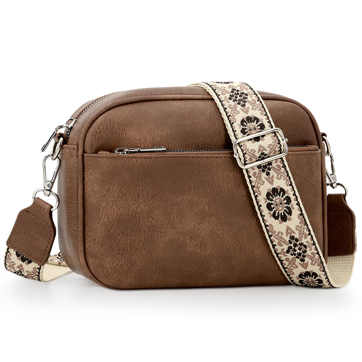 Small Crossbody Bag for Women, Trendy Vegan Leather Purse with Adjustable Guitar Strap