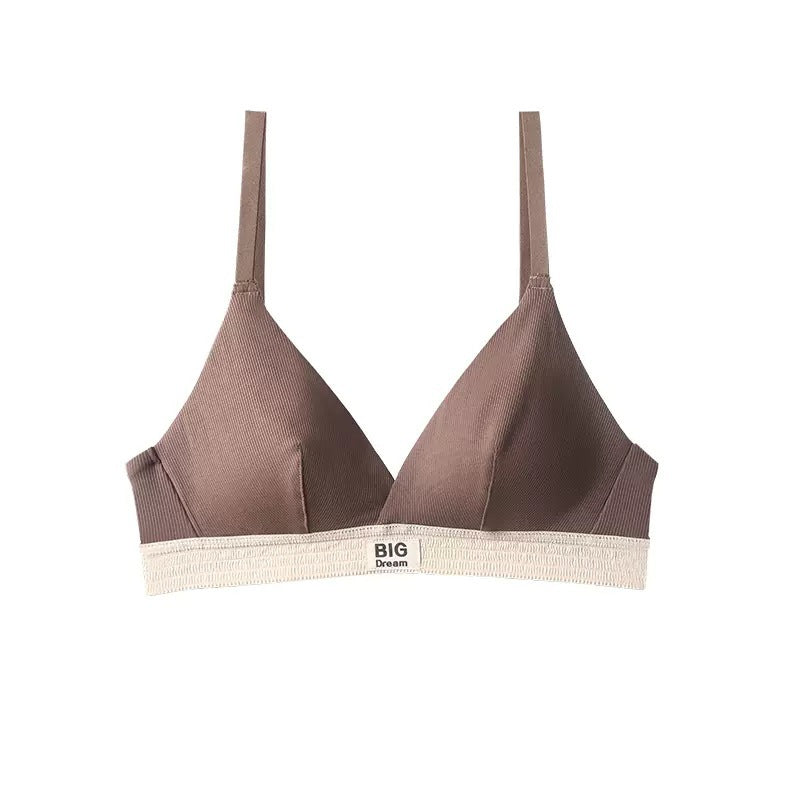 French Style Women's Thin Bra with Deep V Triangle Cups