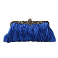 Women's Pleated Satin Clutch Purse, Elegant Rhinestone Evening Bag for Banquet Party