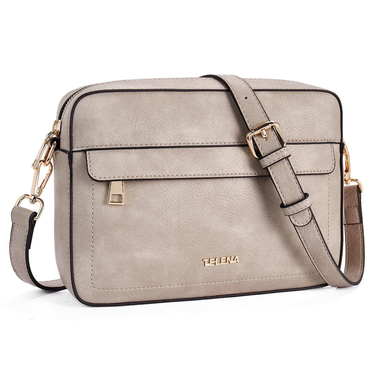 Women's Leather Crossbody Bag, Wide Strap Shoulder Purse for Women