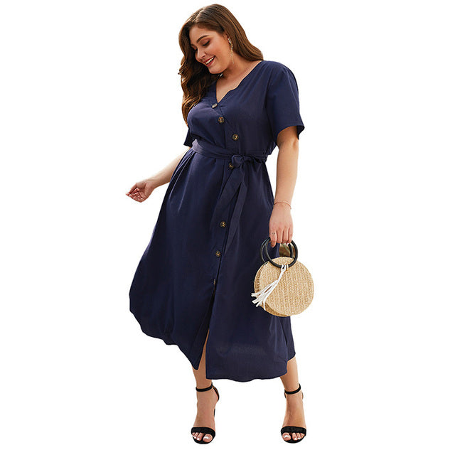 2023 Women's Elegant V-neck Long Summer Dress 4XL