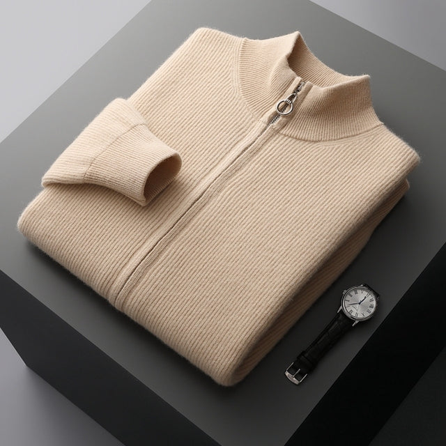 Men's Versatile Thick Wool Zippered Cardigan