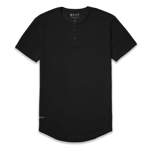 BYLT Drop-Cut Henley Mens Shirt_Black_Large