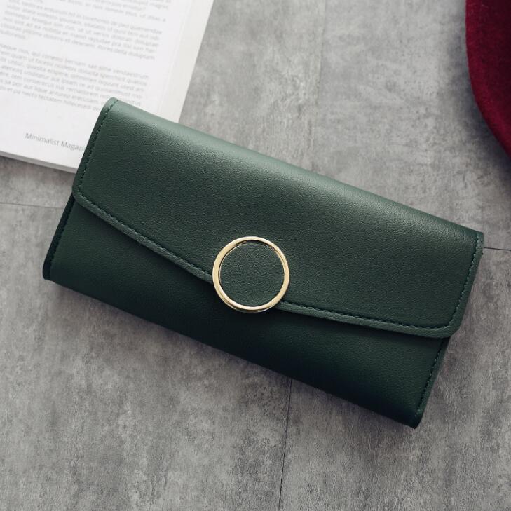 Women's Wallet with Stylish Round Buckle