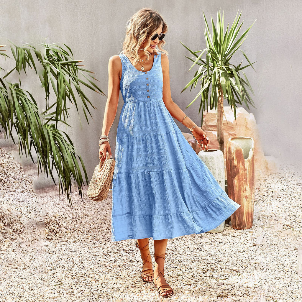Ladies Vintage Boho Sleeveless Summer Dress Outfit